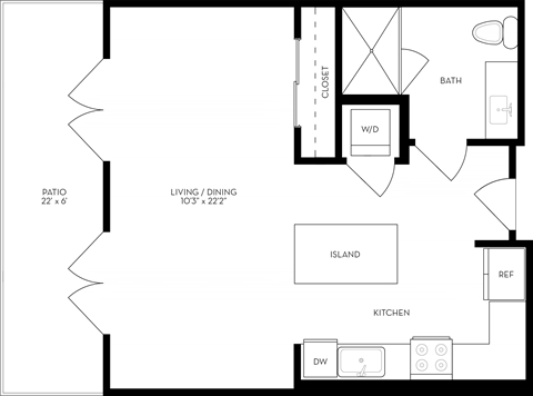 a floor plan of a room with a bedroom and a bathroom